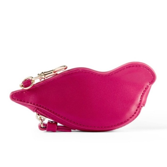 DVF for Target Lips Coin Pouch, Gold Hardware, Zipper, Cherry Red and Hot Pink - Picture 3 of 5